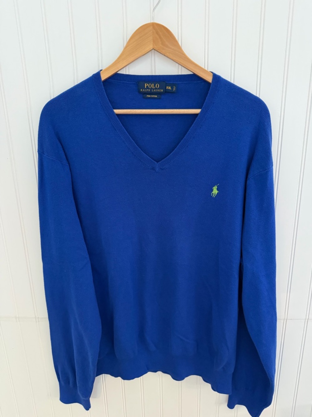 Ralph Lauren Men's Classic Blue V-Neck Sweater Size XXL